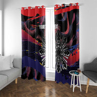 Philippines Sun Tattoo Window Curtain Feathers Filipinas Grunge Style Black