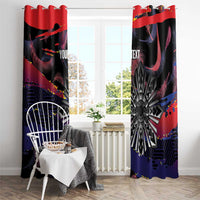 Philippines Sun Tattoo Window Curtain Feathers Filipinas Grunge Style Black