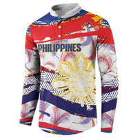 Philippines Sun Tattoo Button Sweatshirt Feathers Filipinas Grunge Style White