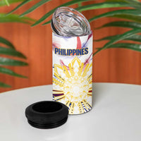 Philippines Sun Tattoo 4 in 1 Can Cooler Tumbler Feathers Filipinas Grunge Style White