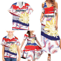 Philippines Sun Tattoo Family Matching Summer Maxi Dress and Hawaiian Shirt Feathers Filipinas Grunge Style White LT14 - Polynesian Pride
