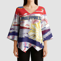 Philippines Sun Tattoo Kimono Sleeve Blouse Feathers Filipinas Grunge Style White
