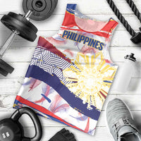 Philippines Sun Tattoo Men Tank Top Feathers Filipinas Grunge Style White