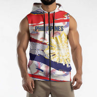 Philippines Sun Tattoo Sleeveless Zip Hoodie Feathers Filipinas Grunge Style White