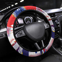 Philippines Sun Tattoo Steering Wheel Cover Feathers Filipinas Grunge Style White