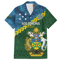 Personalised Solomon Islands Darts Family Matching Long Sleeve Bodycon Dress and Hawaiian Shirt Tropical Leaves Melanesian Pattern LT14 Dad's Shirt - Short Sleeve Green - Polynesian Pride