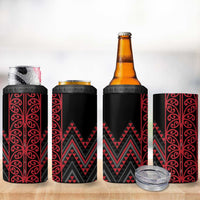 Red Aotearoa Mangopare Kowhaiwhai and Niho Taniwha 4 in 1 Can Cooler Tumbler Maori New Zealand LT14 - Polynesian Pride