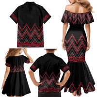 Red Aotearoa Mangopare Kowhaiwhai and Niho Taniwha Family Matching Mermaid Dress and Hawaiian Shirt Maori New Zealand LT14 - Polynesian Pride