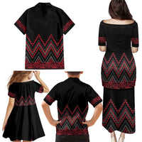 Red Aotearoa Mangopare Kowhaiwhai and Niho Taniwha Family Matching Puletasi and Hawaiian Shirt Maori New Zealand LT14 - Polynesian Pride