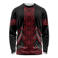 Red Aotearoa Mangopare Kowhaiwhai and Niho Taniwha Long Sleeve Shirt Maori New Zealand LT14 Unisex Red - Polynesian Pride
