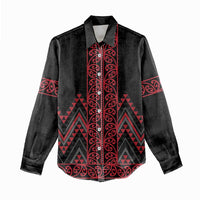 Red Aotearoa Mangopare Kowhaiwhai and Niho Taniwha Women Casual Shirt Maori New Zealand LT14 - Polynesian Pride