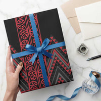Red Aotearoa Mangopare Kowhaiwhai and Niho Taniwha Wrapping Paper Maori New Zealand - Polynesian Pride