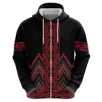 Red Aotearoa Mangopare Kowhaiwhai and Niho Taniwha Zip Hoodie Maori New Zealand LT14 - Polynesian Pride