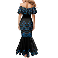 Blue Aotearoa Mangopare Kowhaiwhai and Niho Taniwha Family Matching Mermaid Dress and Hawaiian Shirt Maori New Zealand LT14 - Polynesian Pride