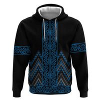 Blue Aotearoa Mangopare Kowhaiwhai and Niho Taniwha Hoodie Maori New Zealand LT14 Pullover Hoodie Blue - Polynesian Pride
