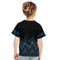 Blue Aotearoa Mangopare Kowhaiwhai and Niho Taniwha Kid T Shirt Maori New Zealand LT14 - Polynesian Pride