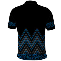 Blue Aotearoa Mangopare Kowhaiwhai and Niho Taniwha Polo Shirt Maori New Zealand LT14 - Polynesian Pride