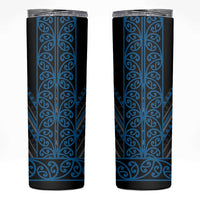 Blue Aotearoa Mangopare Kowhaiwhai and Niho Taniwha Skinny Tumbler Maori New Zealand LT14 Blue - Polynesian Pride