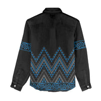 Blue Aotearoa Mangopare Kowhaiwhai and Niho Taniwha Women Casual Shirt Maori New Zealand LT14 - Polynesian Pride
