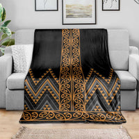 Gold Aotearoa Mangopare Kowhaiwhai and Niho Taniwha Blanket Maori New Zealand