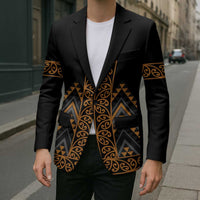 Gold Aotearoa Mangopare Kowhaiwhai Niho Taniwha Blazer Maori New Zealand - Polynesian Pride