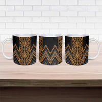 Gold Aotearoa Mangopare Kowhaiwhai Niho Taniwha Ceramic Mug Maori New Zealand - Polynesian Pride
