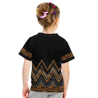 Gold Aotearoa Mangopare Kowhaiwhai and Niho Taniwha Kid T Shirt Maori New Zealand LT14 - Polynesian Pride