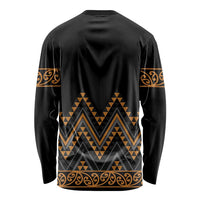 Gold Aotearoa Mangopare Kowhaiwhai and Niho Taniwha Long Sleeve Shirt Maori New Zealand LT14 - Polynesian Pride