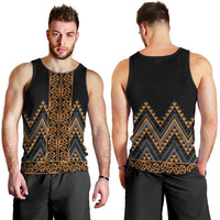 Gold Aotearoa Mangopare Kowhaiwhai and Niho Taniwha Men Tank Top Maori New Zealand LT14 - Polynesian Pride