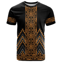 Gold Aotearoa Mangopare Kowhaiwhai and Niho Taniwha T Shirt Maori New Zealand LT14 Gold - Polynesian Pride