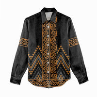 Gold Aotearoa Mangopare Kowhaiwhai and Niho Taniwha Women Casual Shirt Maori New Zealand LT14 - Polynesian Pride