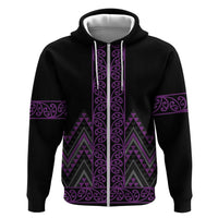Purple Aotearoa Mangopare Kowhaiwhai and Niho Taniwha Hoodie Maori New Zealand LT14 Zip Hoodie Purple - Polynesian Pride