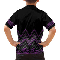 Purple Aotearoa Mangopare Kowhaiwhai and Niho Taniwha Kid Hawaiian Shirt Maori New Zealand LT14 - Polynesian Pride