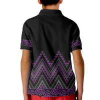 Purple Aotearoa Mangopare Kowhaiwhai and Niho Taniwha Kid Polo Shirt Maori New Zealand LT14 - Polynesian Pride