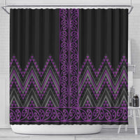 Purple Aotearoa Mangopare Kowhaiwhai and Niho Taniwha Shower Curtain Maori New Zealand LT14 - Polynesian Pride