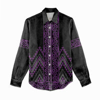 Purple Aotearoa Mangopare Kowhaiwhai and Niho Taniwha Women Casual Shirt Maori New Zealand LT14 - Polynesian Pride