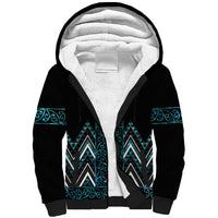 Paua Shell Aotearoa Mangopare Kowhaiwhai and Niho Taniwha Sherpa Hoodie Maori New Zealand LT14 Unisex Turquoise - Polynesian Pride