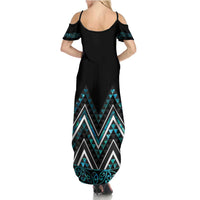 Paua Shell Aotearoa Mangopare Kowhaiwhai and Niho Taniwha Summer Maxi Dress Maori New Zealand LT14 - Polynesian Pride