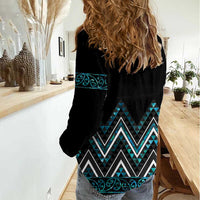 Paua Shell Aotearoa Mangopare Kowhaiwhai and Niho Taniwha Women Casual Shirt Maori New Zealand LT14 - Polynesian Pride