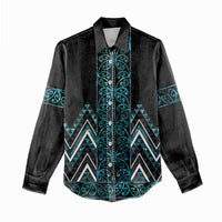 Paua Shell Aotearoa Mangopare Kowhaiwhai and Niho Taniwha Women Casual Shirt Maori New Zealand LT14 - Polynesian Pride