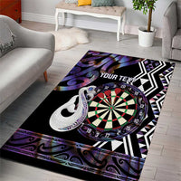 Personalised New Zealand Darts Area Rug Ngutukaka Manaia Taniko Luxury Purple LT14 - Polynesian Pride