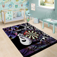 Personalised New Zealand Darts Area Rug Ngutukaka Manaia Taniko Luxury Purple LT14 - Polynesian Pride