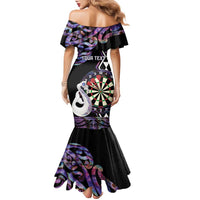 Personalised New Zealand Darts Family Matching Mermaid Dress and Hawaiian Shirt Ngutukaka Manaia Taniko Luxury Purple LT14 - Polynesian Pride