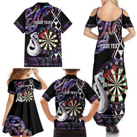 Personalised New Zealand Darts Family Matching Summer Maxi Dress and Hawaiian Shirt Ngutukaka Manaia Taniko Luxury Purple LT14 - Polynesian Pride