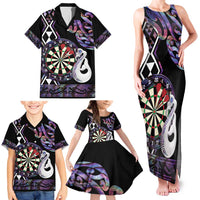Personalised New Zealand Darts Family Matching Tank Maxi Dress and Hawaiian Shirt Ngutukaka Manaia Taniko Luxury Purple LT14 - Polynesian Pride