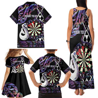 Personalised New Zealand Darts Family Matching Tank Maxi Dress and Hawaiian Shirt Ngutukaka Manaia Taniko Luxury Purple LT14 - Polynesian Pride