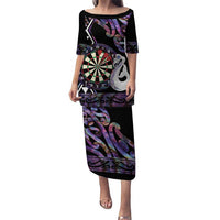 Personalised New Zealand Darts Puletasi Ngutukaka Manaia Taniko Luxury Purple LT14 Long Dress Purple - Polynesian Pride