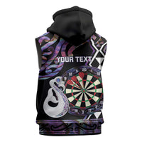 Personalised New Zealand Darts Sleeveless Zip Hoodie Ngutukaka Manaia Taniko Luxury Purple LT14 - Polynesian Pride
