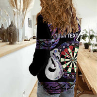 Personalised New Zealand Darts Women Casual Shirt Ngutukaka Manaia Taniko Luxury Purple LT14 - Polynesian Pride