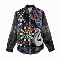 Personalised New Zealand Darts Women Casual Shirt Ngutukaka Manaia Taniko Luxury Purple LT14 - Polynesian Pride